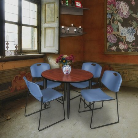 REGENCY Kahlo Round Table & Chair Sets, 36 W, 36 L, 29 H, Wood, Metal, Polypropylene Top, Cherry TPL36RNDCHBK44BE
